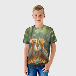 Футболка детская Влюбленные птички с коронами, цвет: 3D-принт — фото 2