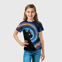 Футболка детская Кот на фоне космоса, цвет: 3D-принт — фото 2