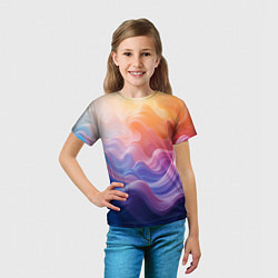 Футболка детская Волны разноцветных красок, цвет: 3D-принт — фото 2