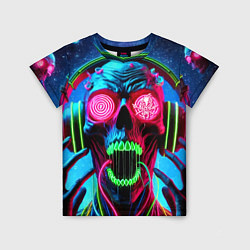 Футболка детская Metallica - neon skull with headphones, цвет: 3D-принт