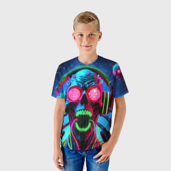 Футболка детская Metallica - neon skull with headphones, цвет: 3D-принт — фото 2