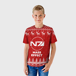 Футболка детская Новогодний Mass Effect с оленями, цвет: 3D-принт — фото 2