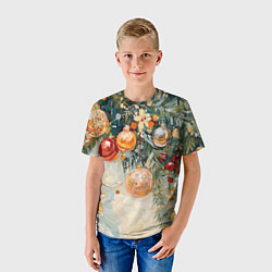 Футболка детская Большие и маленькие новогодние шары, цвет: 3D-принт — фото 2