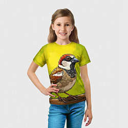 Футболка детская Большой воробей, цвет: 3D-принт — фото 2