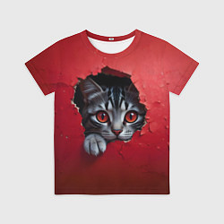 Детская футболка Выглядывающий котик
