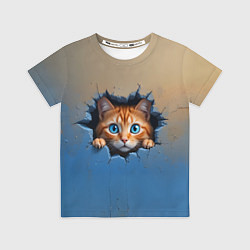 Детская футболка Выглядывающий котенок