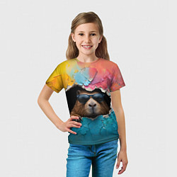 Футболка детская Капибара в стене, цвет: 3D-принт — фото 2
