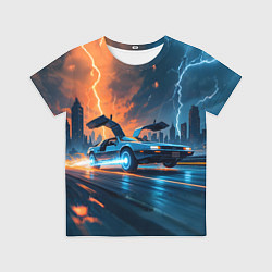 Детская футболка Автомобиль и ночные молнии