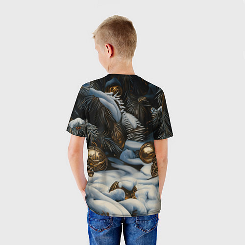 Детская футболка Новогодний кролик под елкой / 3D-принт – фото 4