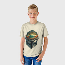 Футболка детская Малыш Грогу внутри шлема Мандалорец, цвет: 3D-принт — фото 2