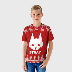 Футболка детская Новогодний Stray с оленями, цвет: 3D-принт — фото 2