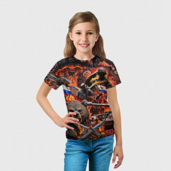 Футболка детская Русский медведь воин на фоне военной техники, цвет: 3D-принт — фото 2