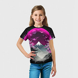 Футболка детская Горы и сакура в Японии, цвет: 3D-принт — фото 2