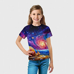 Футболка детская Улитка и космос, цвет: 3D-принт — фото 2