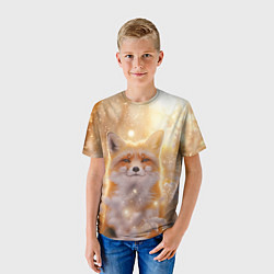 Футболка детская Лисица и блестящий снег, цвет: 3D-принт — фото 2