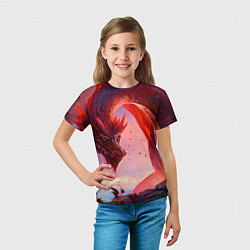 Футболка детская Дракон красный мифический, цвет: 3D-принт — фото 2
