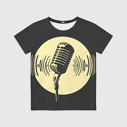 Футболка детская Микрофон на черном фоне, цвет: 3D-принт