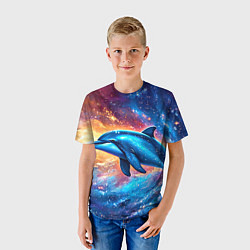 Футболка детская Дельфин в космосе, цвет: 3D-принт — фото 2