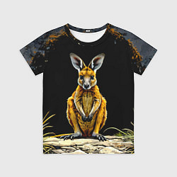 Футболка детская Кенгуру на черном, цвет: 3D-принт
