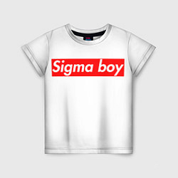 Детская футболка A real sigma boy merch meme надпись из песни в тик