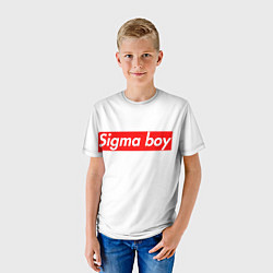 Футболка детская A real sigma boy merch meme надпись из песни в тик, цвет: 3D-принт — фото 2