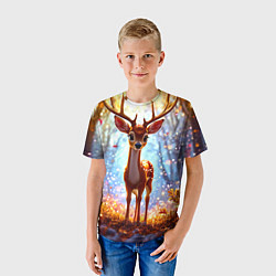 Футболка детская Олень в искристом лесу, цвет: 3D-принт — фото 2
