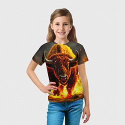 Футболка детская Буйвол в огне, цвет: 3D-принт — фото 2