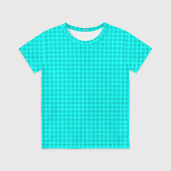 Детская футболка Неоновый голубой паттерн клетка
