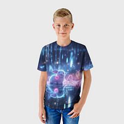 Футболка детская Белый зайчик с сердцем, цвет: 3D-принт — фото 2