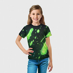 Футболка детская Зеленые кислотные брызги, цвет: 3D-принт — фото 2