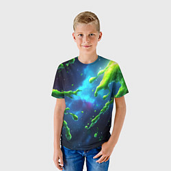 Футболка детская Зеленые брызги, цвет: 3D-принт — фото 2