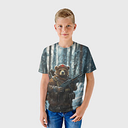 Футболка детская Русский медведь с автоматом, цвет: 3D-принт — фото 2