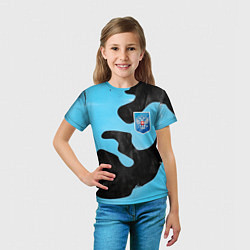 Футболка детская Черно-зеленый камуфляж и герб РФ, цвет: 3D-принт — фото 2