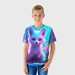Футболка детская Песец в неоновом свете, цвет: 3D-принт — фото 2