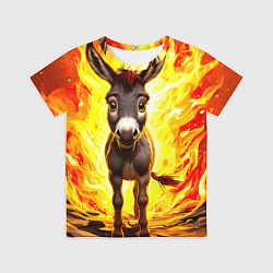 Детская футболка Ослик в огне