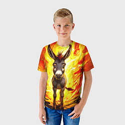 Футболка детская Ослик в огне, цвет: 3D-принт — фото 2