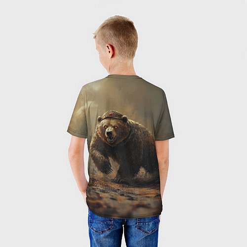 Детская футболка Русский бурый медведь / 3D-принт – фото 4