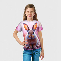 Футболка детская Зайчик в розовом, цвет: 3D-принт — фото 2