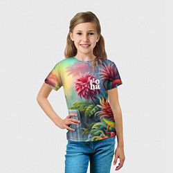 Футболка детская Гавайские тропические цветы - алоха, цвет: 3D-принт — фото 2