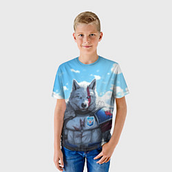 Футболка детская Волк русский, цвет: 3D-принт — фото 2