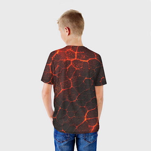 Детская футболка Символ волчья лапа в огненной стихии / 3D-принт – фото 4