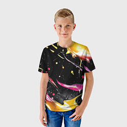 Футболка детская Мазки краски на черном, цвет: 3D-принт — фото 2