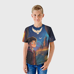 Футболка детская Удивленный Гарри Поттер и сова, цвет: 3D-принт — фото 2