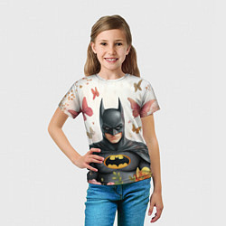 Футболка детская Бэтмен бабочки и цветы, цвет: 3D-принт — фото 2