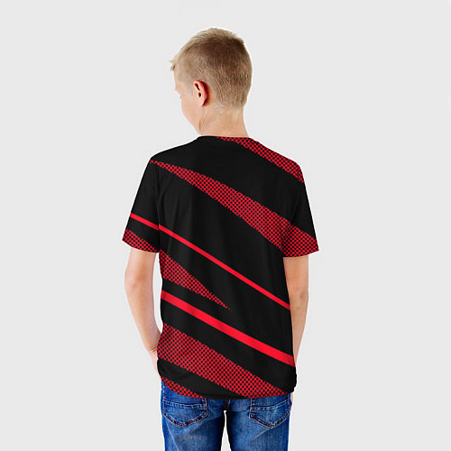 Детская футболка Sport чёрный и красный полосы / 3D-принт – фото 4
