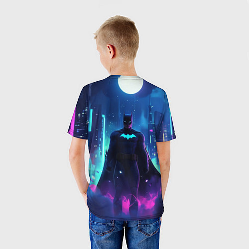 Детская футболка Бэтмен неоновый город / 3D-принт – фото 4