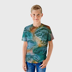 Футболка детская Окаменелые динозавры, тропический зеленый, цвет: 3D-принт — фото 2