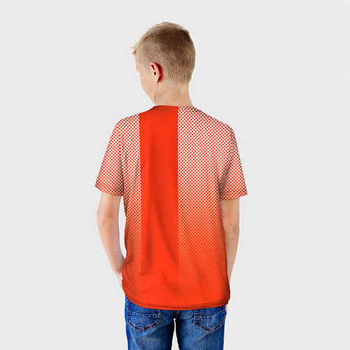 Детская футболка Sport красно-оранжевый с вертикальной полосой / 3D-принт – фото 4