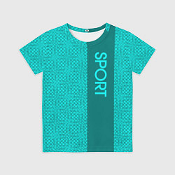 Детская футболка Sport бирюзовый текстурный с полосой