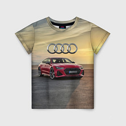 Детская футболка Audi RS 7 на закате солнца